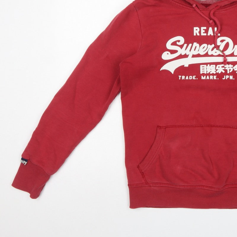 Superdry Men’s Red M Pullover Graphic Logo Fleece Hoodie