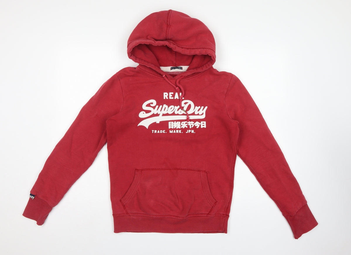 Superdry Men’s Red M Pullover Graphic Logo Fleece Hoodie