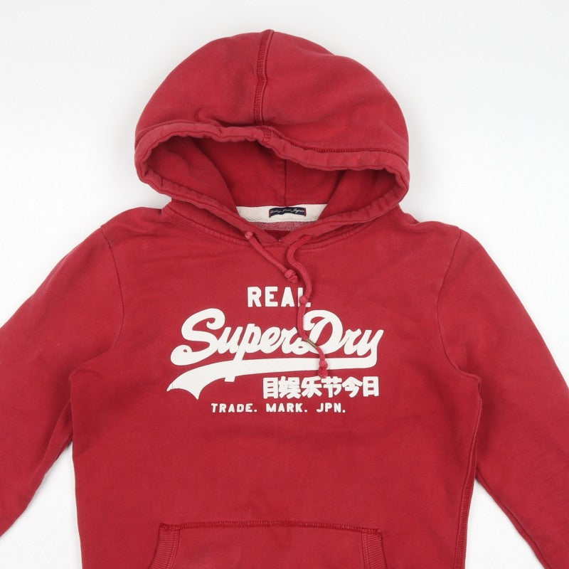 Superdry Men’s Red M Pullover Graphic Logo Fleece Hoodie