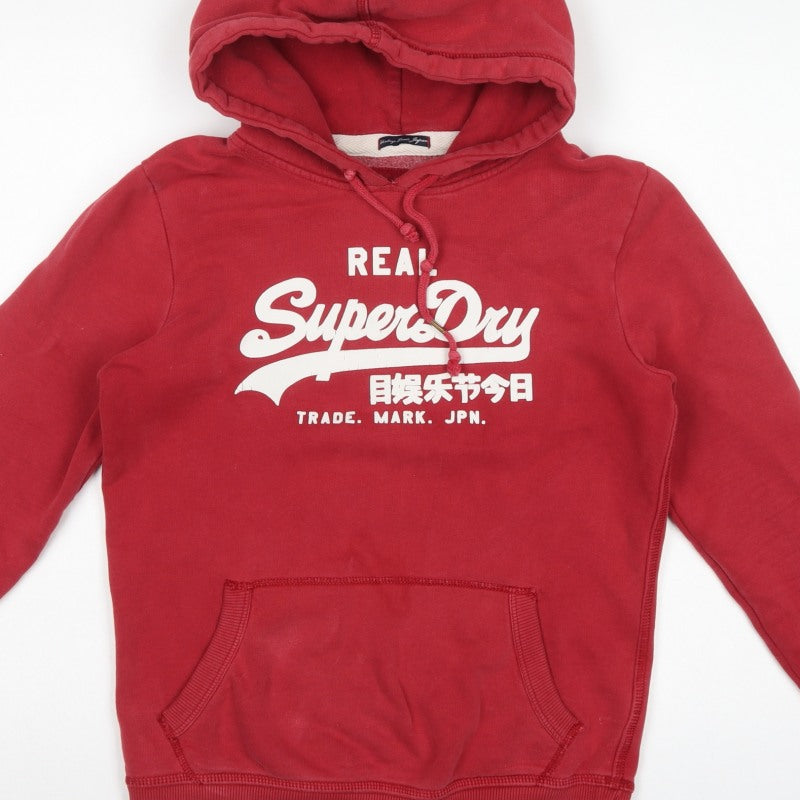 Superdry Men’s Red M Pullover Graphic Logo Fleece Hoodie