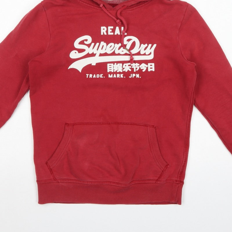 Superdry Men’s Red M Pullover Graphic Logo Fleece Hoodie
