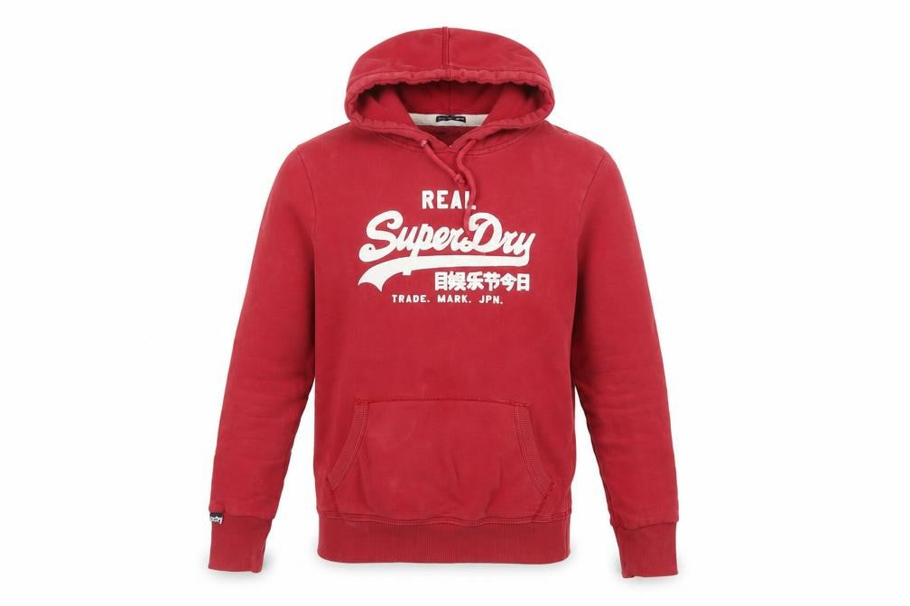 Superdry Men’s Red M Pullover Graphic Logo Fleece Hoodie