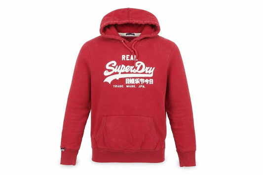 Superdry Men’s Red M Pullover Graphic Logo Fleece Hoodie