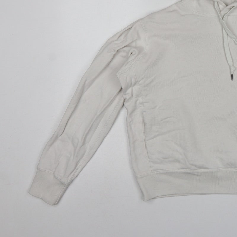 Uniqlo Women White S Pullover Hoodie Cotton Hooded Drawstring Pockets