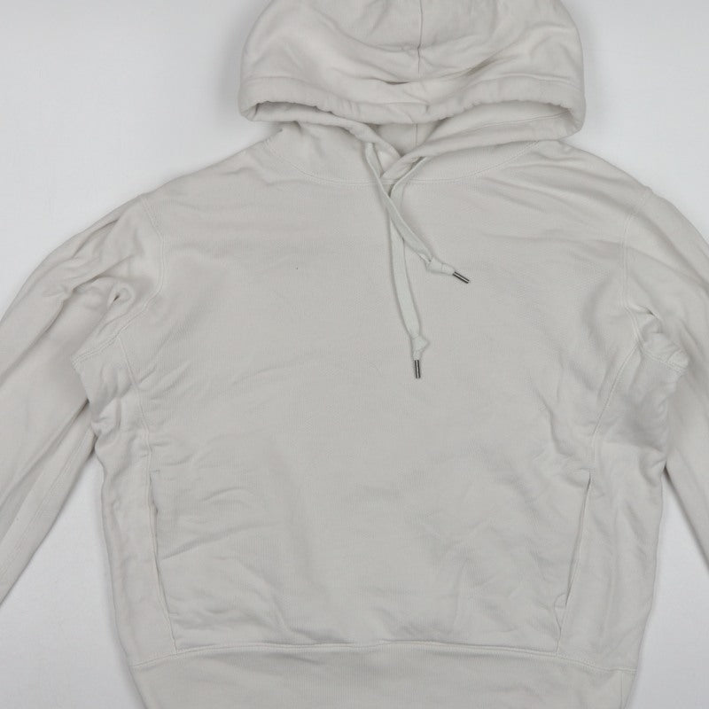 Uniqlo Women White S Pullover Hoodie Cotton Hooded Drawstring Pockets