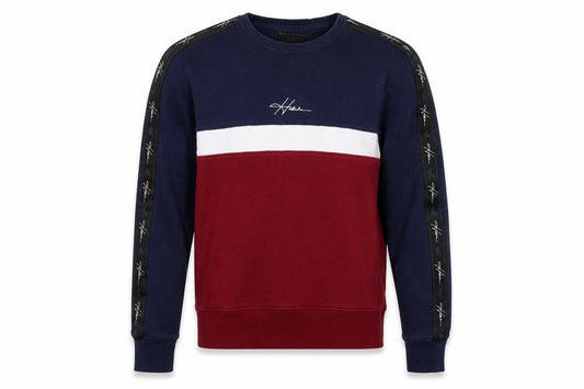 Hollister Men’s Small Navy Burgundy Colour Block Logo Crew Sweatshirt