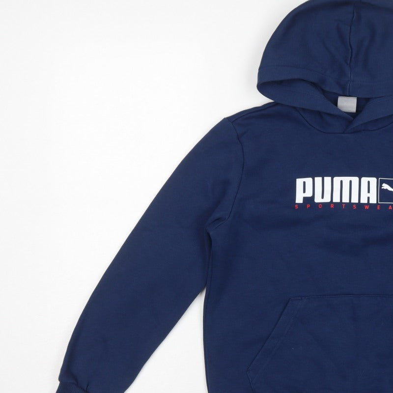 Puma Boys Blue 11-12 Years Pullover Hoodie Logo Pocket