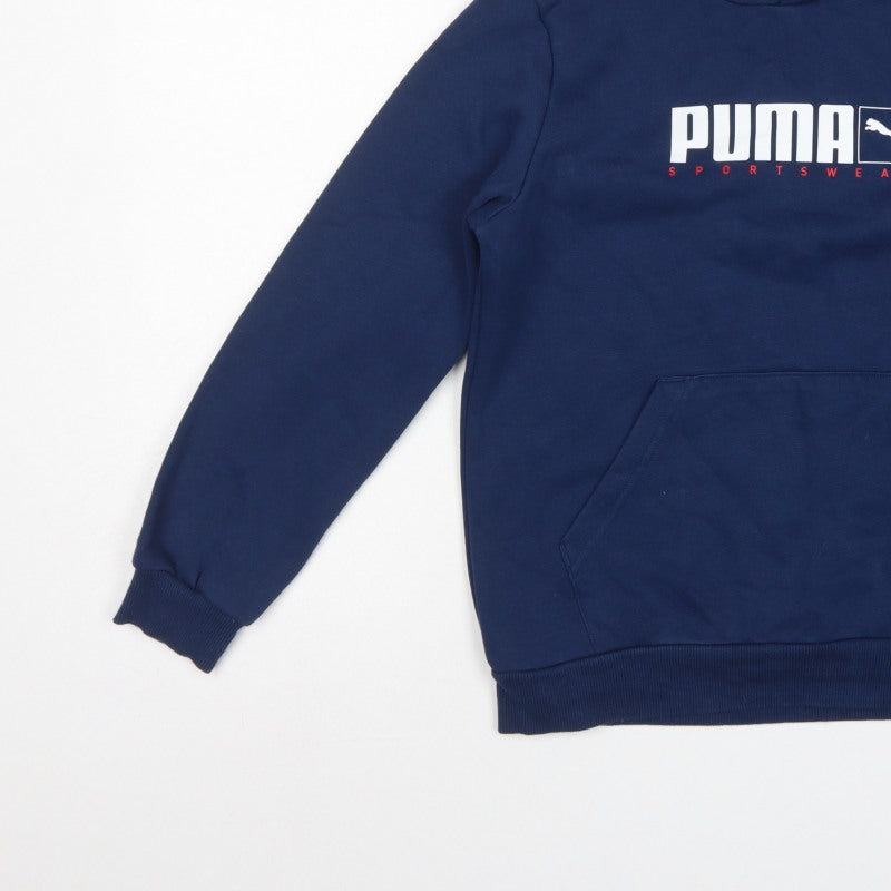 Puma Boys Blue 11-12 Years Pullover Hoodie Logo Pocket