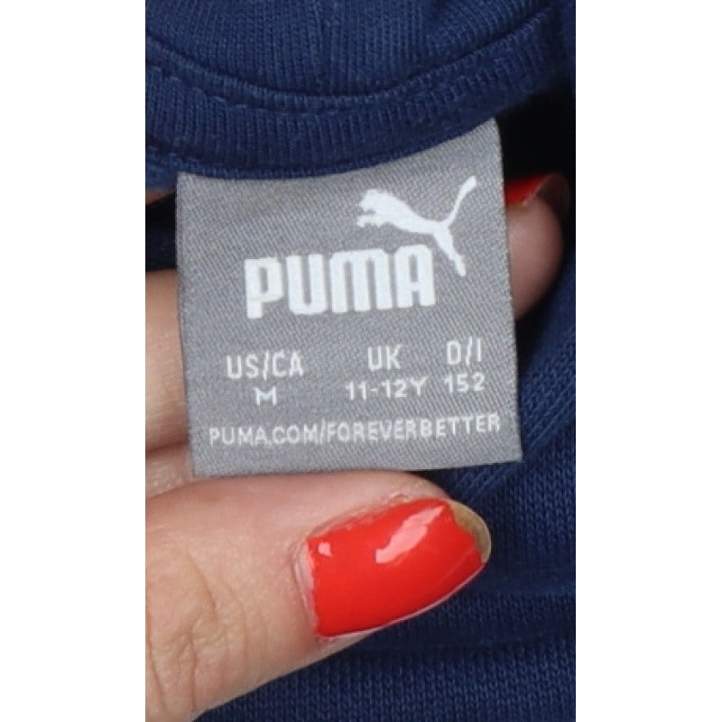 Puma Boys Blue 11-12 Years Pullover Hoodie Logo Pocket