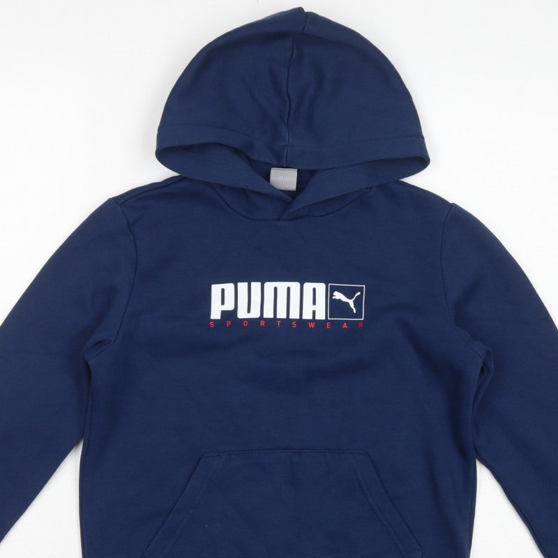 Puma Boys Blue 11-12 Years Pullover Hoodie Logo Pocket