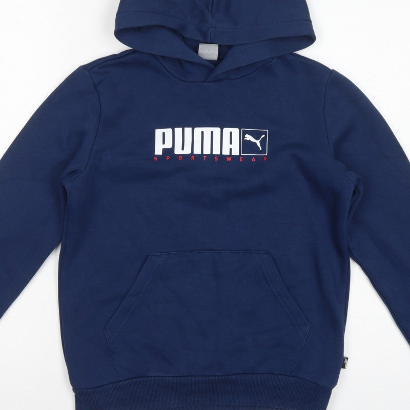 Puma Boys Blue 11-12 Years Pullover Hoodie Logo Pocket