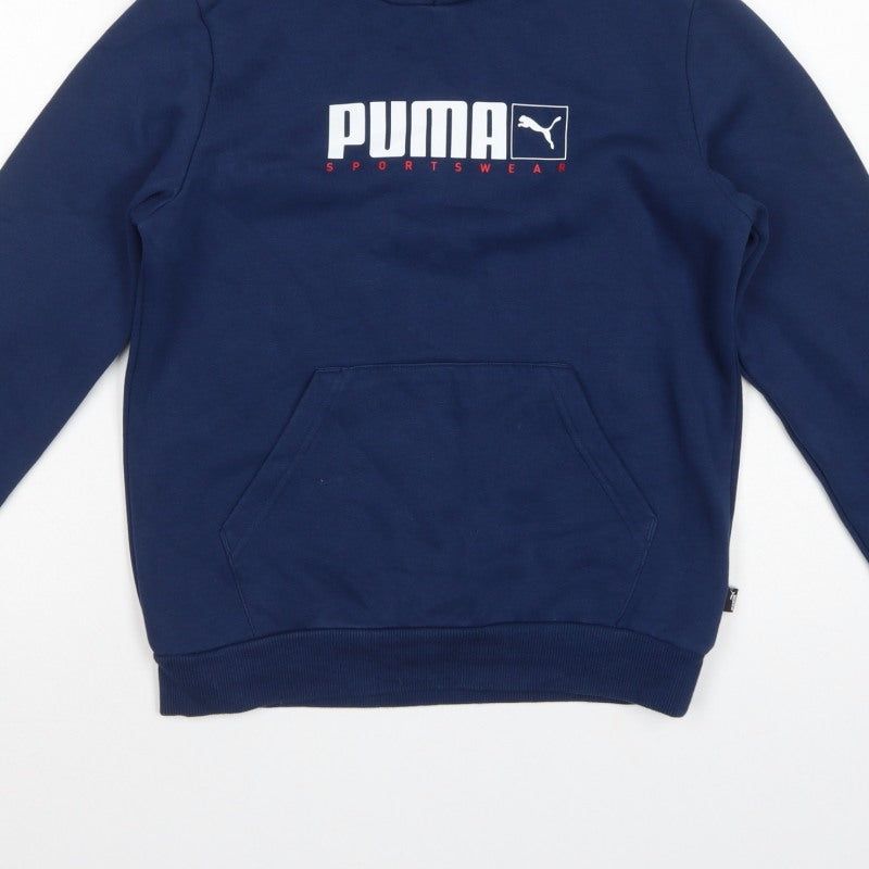 Puma Boys Blue 11-12 Years Pullover Hoodie Logo Pocket