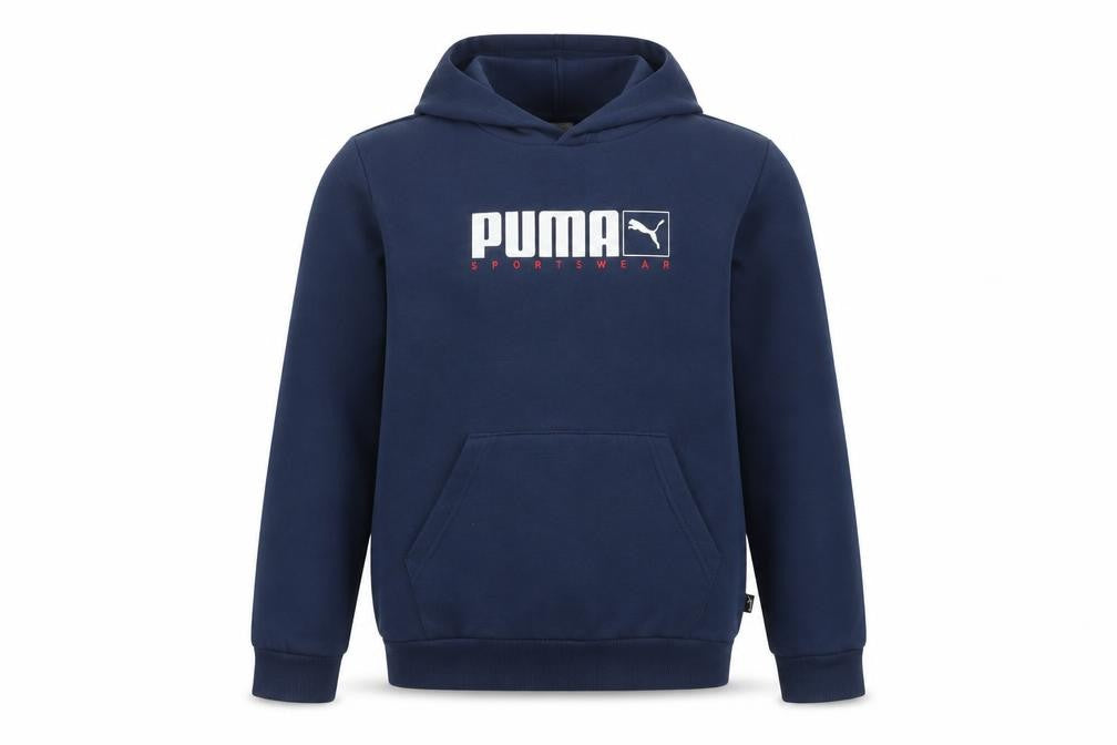 Puma Boys Blue 11-12 Years Pullover Hoodie Logo Pocket