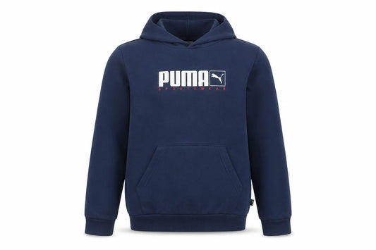 Puma Boys Blue 11-12 Years Pullover Hoodie Logo Pocket