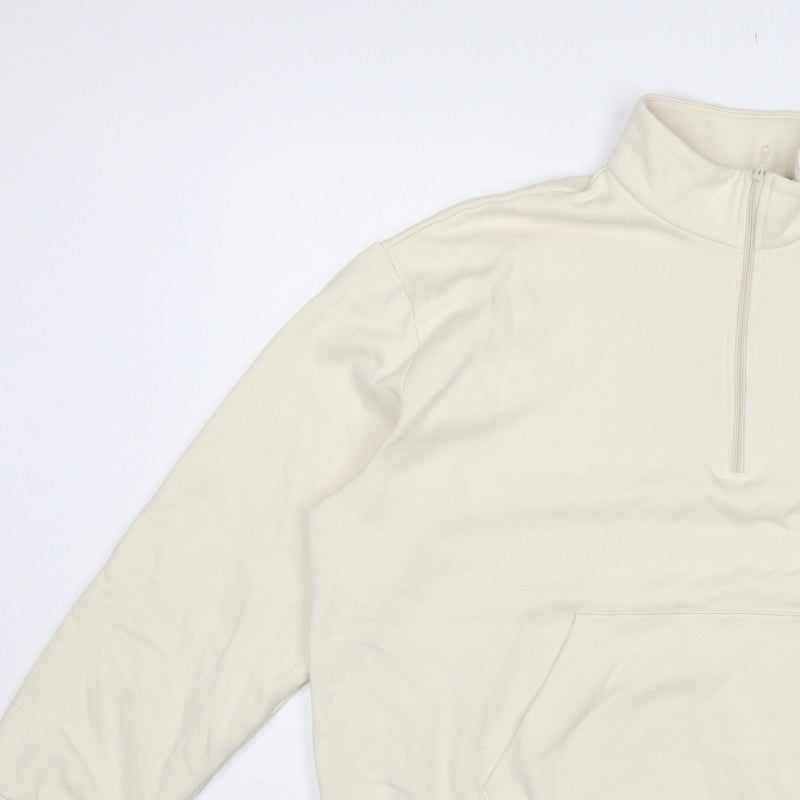 New Balance Women’s Ivory XL Quarter Zip Logo Sweatshirt Pullover