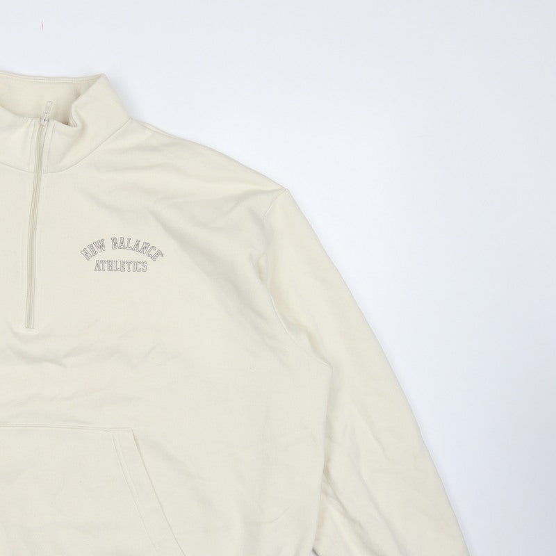 New Balance Women’s Ivory XL Quarter Zip Logo Sweatshirt Pullover