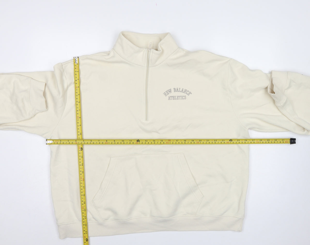 New Balance Women’s Ivory XL Quarter Zip Logo Sweatshirt Pullover
