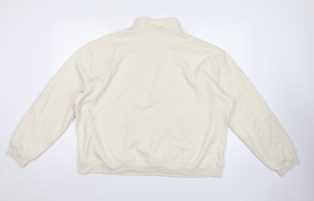 New Balance Women’s Ivory XL Quarter Zip Logo Sweatshirt Pullover