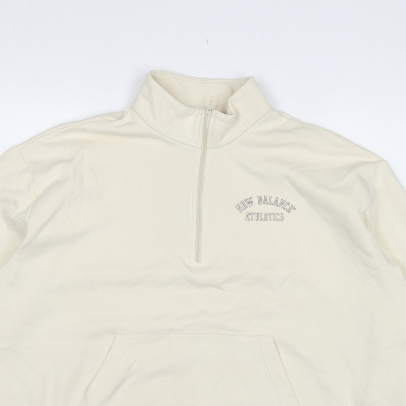 New Balance Women’s Ivory XL Quarter Zip Logo Sweatshirt Pullover
