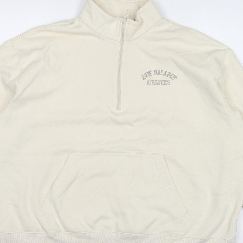 New Balance Women’s Ivory XL Quarter Zip Logo Sweatshirt Pullover
