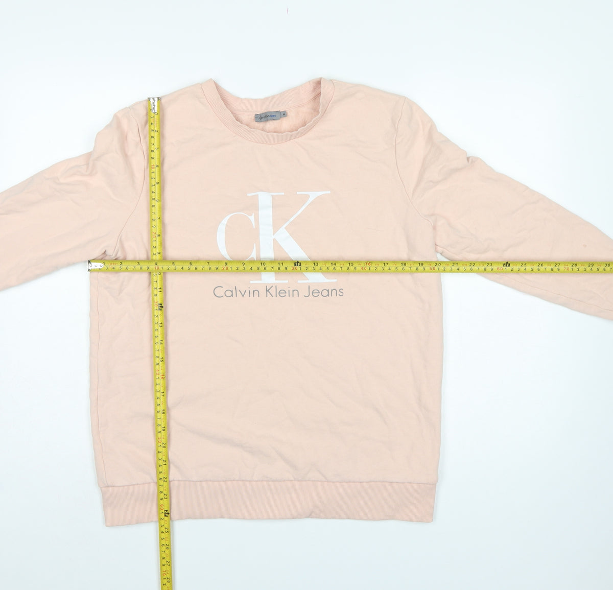 Calvin Klein Jeans Women's Pink M Logo Crew Neck Pullover Sweatshirt