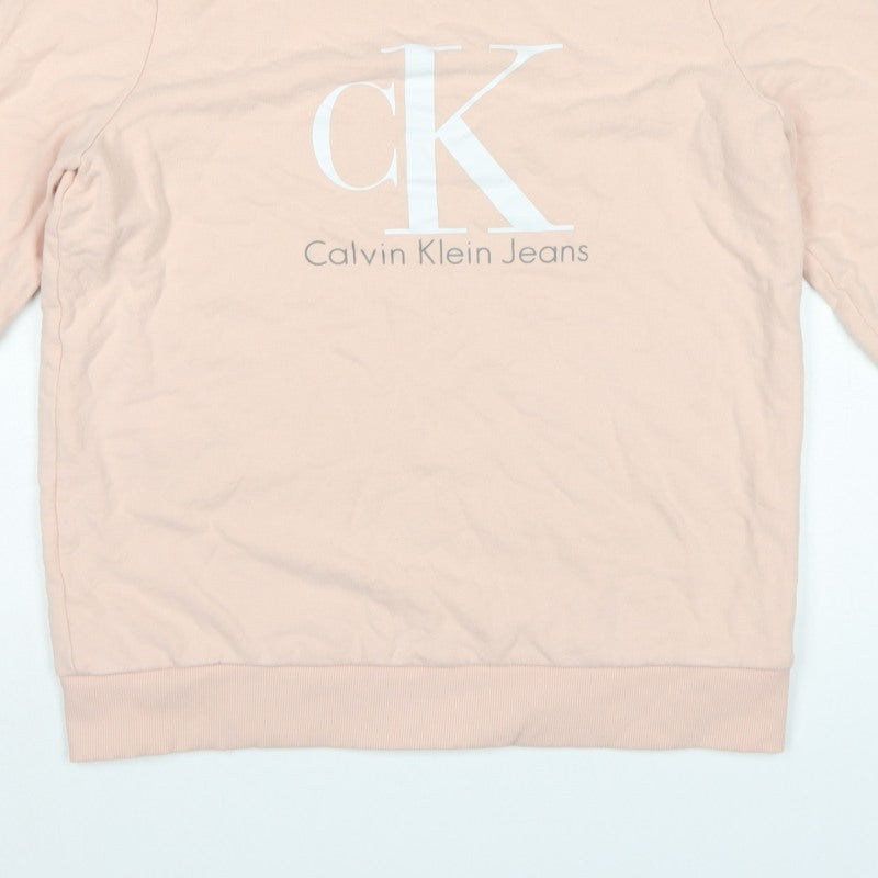 Calvin Klein Jeans Women's Pink M Logo Crew Neck Pullover Sweatshirt