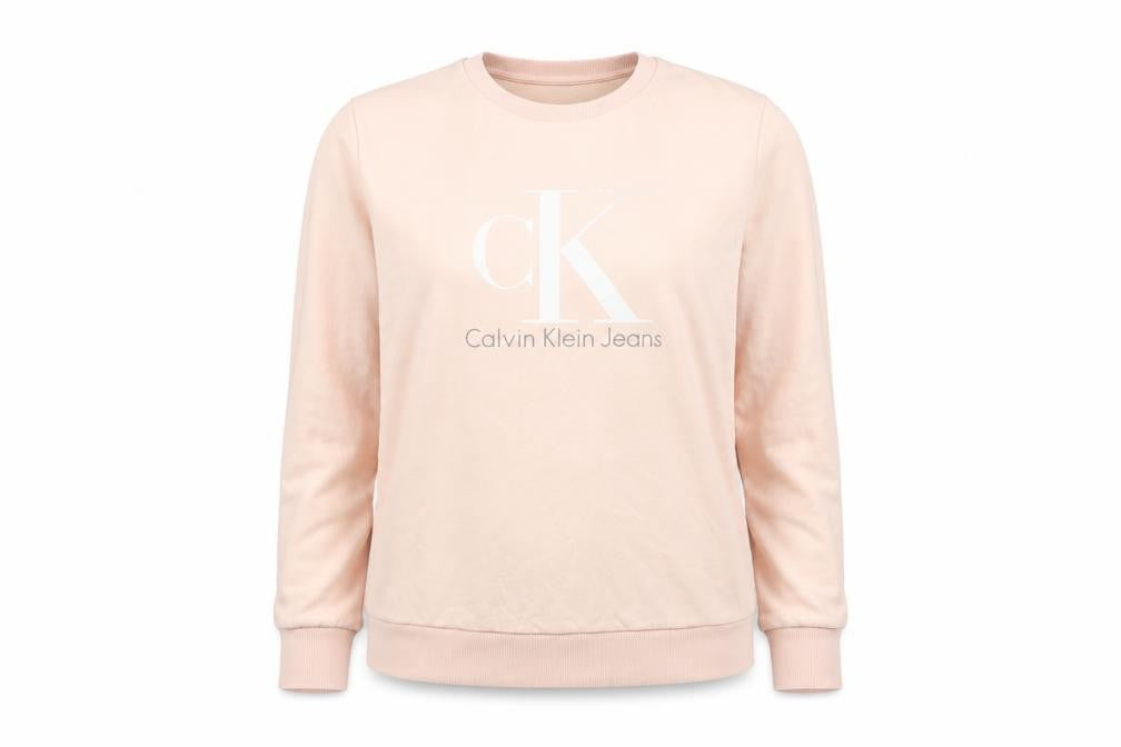 Calvin Klein Jeans Women's Pink M Logo Crew Neck Pullover Sweatshirt