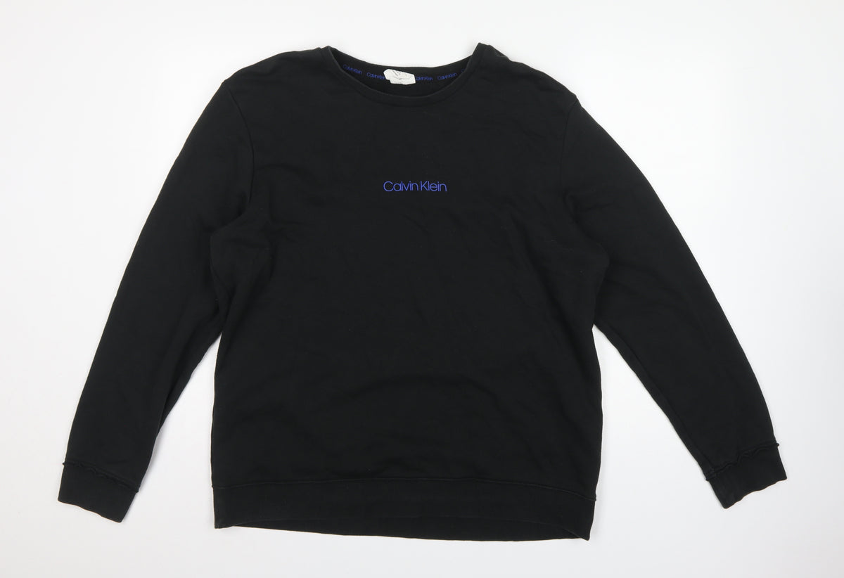 Calvin Klein Men’s Black XL Crew Neck Logo Pullover Sweatshirt