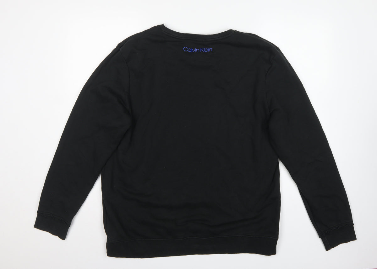 Calvin Klein Men’s Black XL Crew Neck Logo Pullover Sweatshirt