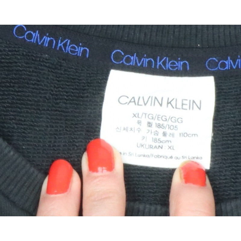 Calvin Klein Men’s Black XL Crew Neck Logo Pullover Sweatshirt
