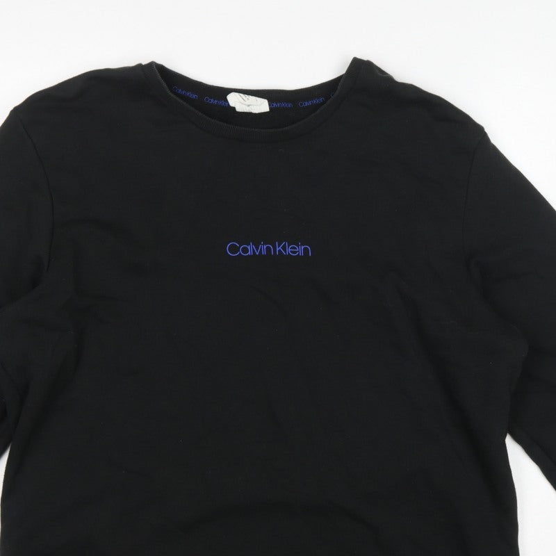 Calvin Klein Men’s Black XL Crew Neck Logo Pullover Sweatshirt