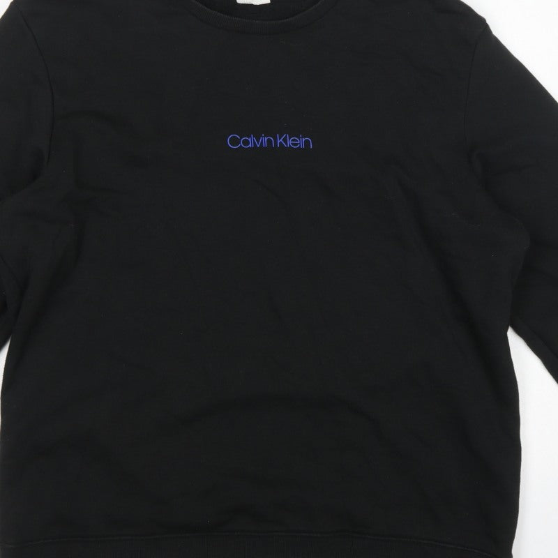 Calvin Klein Men’s Black XL Crew Neck Logo Pullover Sweatshirt