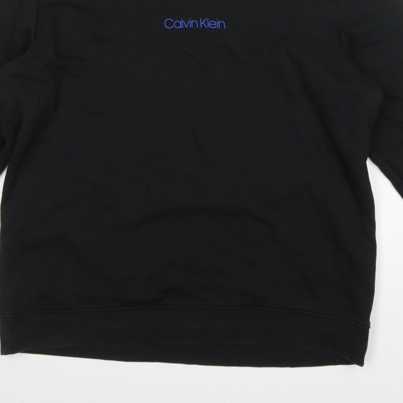 Calvin Klein Men’s Black XL Crew Neck Logo Pullover Sweatshirt