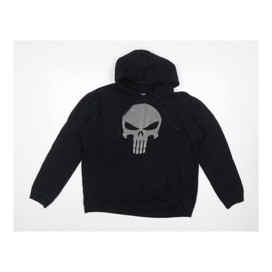 Marvel Men’s Black L Pullover Hoodie Punisher Skull Graphic