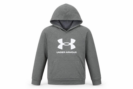 Under Armour Boys Grey XS Pullover Hoodie Logo Sports Sweatshirt