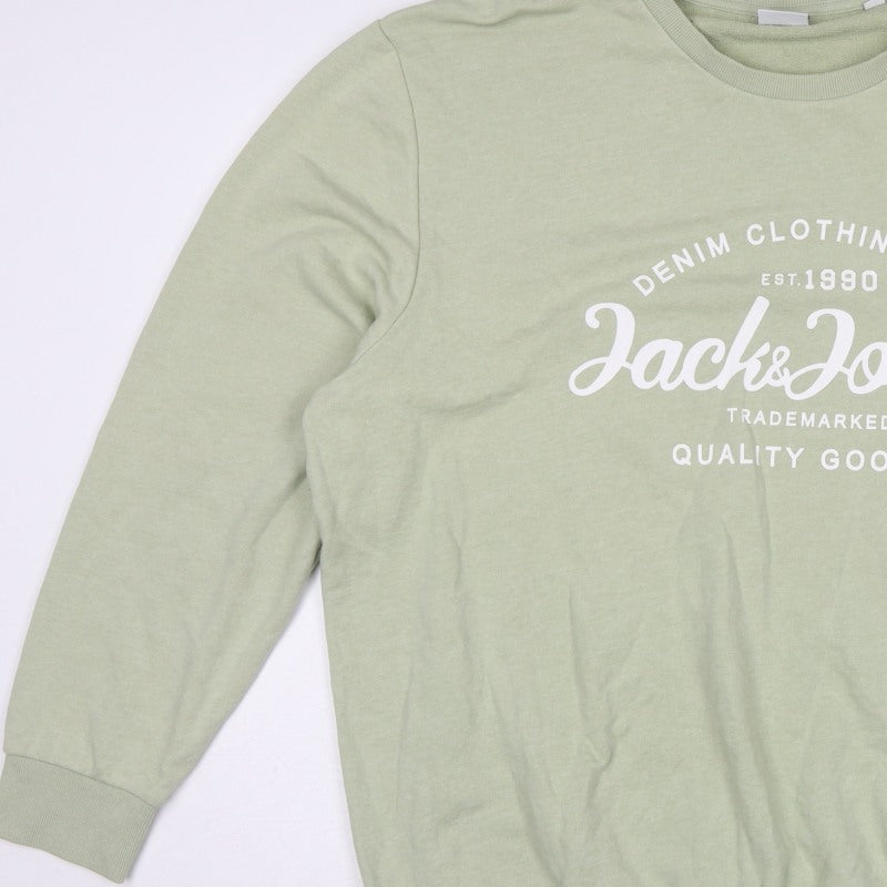 Jack & Jones Men’s Green 2XL Plus Fit Logo Graphic Crew Sweatshirt