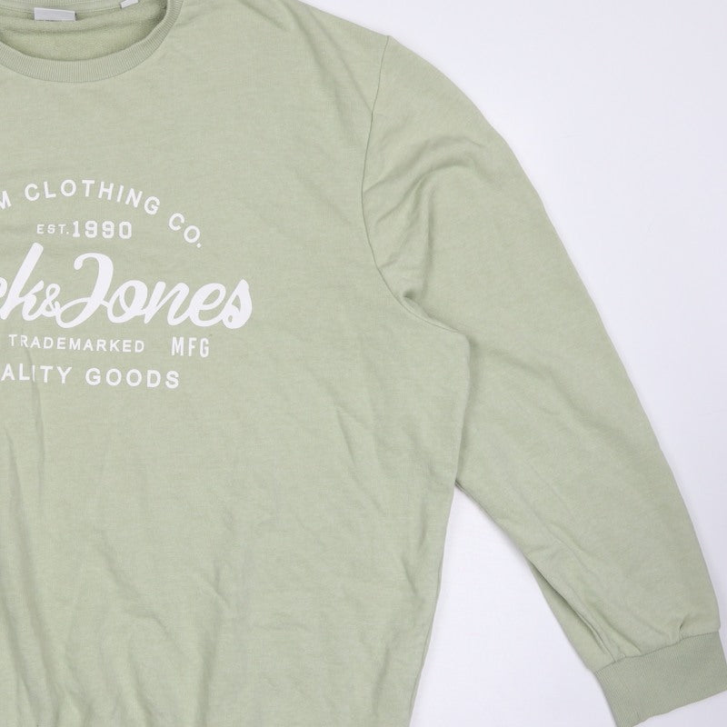 Jack & Jones Men’s Green 2XL Plus Fit Logo Graphic Crew Sweatshirt