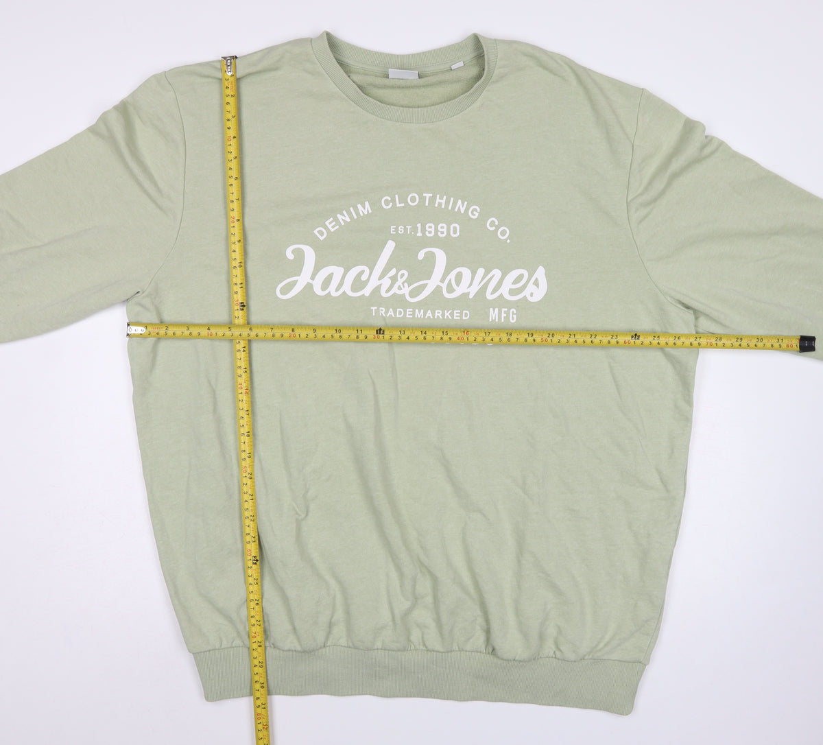 Jack & Jones Men’s Green 2XL Plus Fit Logo Graphic Crew Sweatshirt