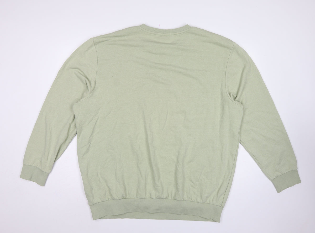 Jack & Jones Men’s Green 2XL Plus Fit Logo Graphic Crew Sweatshirt