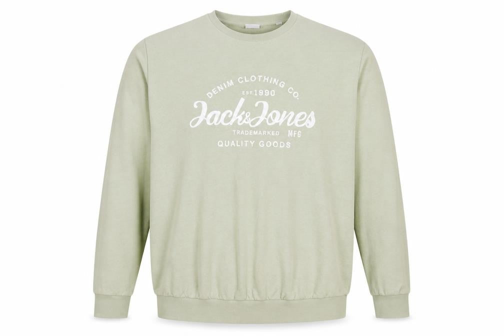Jack & Jones Men’s Green 2XL Plus Fit Logo Graphic Crew Sweatshirt