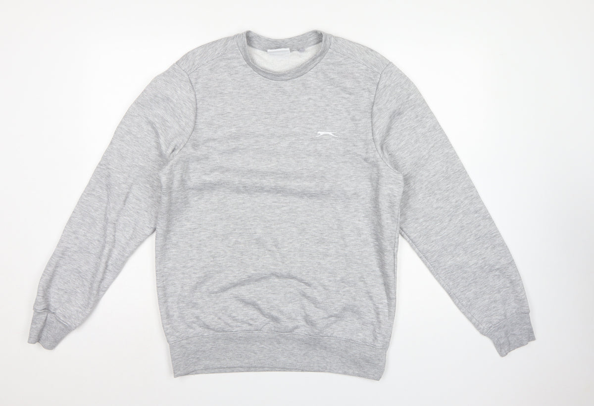 Slazenger Men’s Grey Small Crew Neck Logo Fleece Sweatshirt