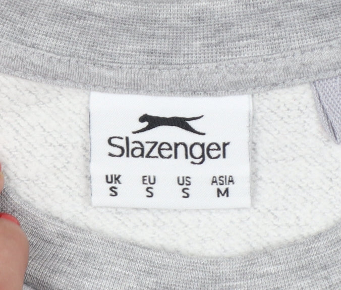 Slazenger Men’s Grey Small Crew Neck Logo Fleece Sweatshirt