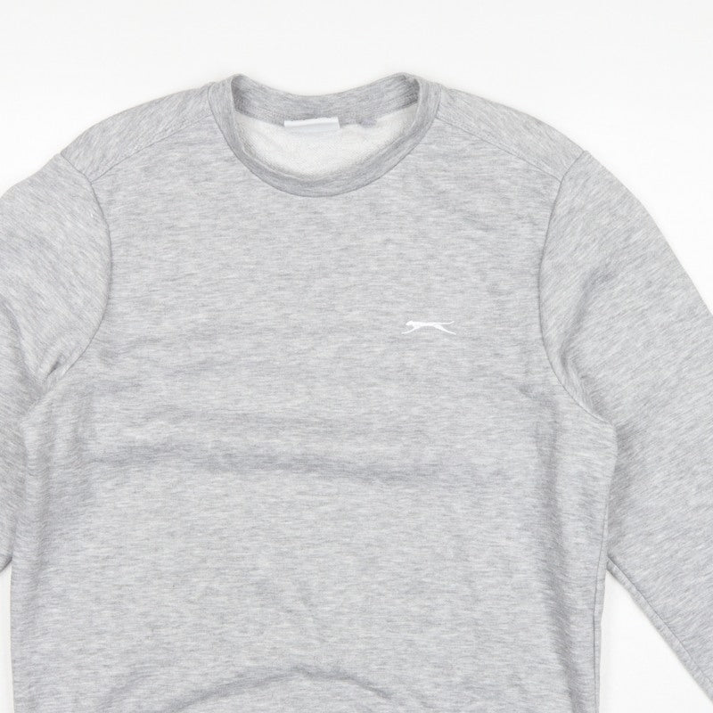 Slazenger Men’s Grey Small Crew Neck Logo Fleece Sweatshirt