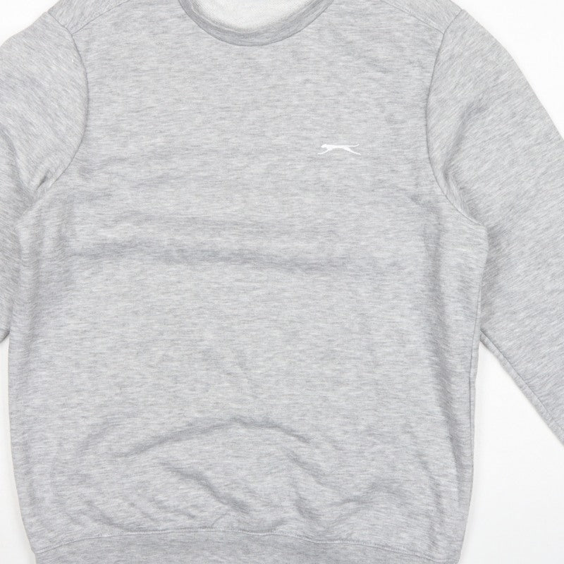Slazenger Men’s Grey Small Crew Neck Logo Fleece Sweatshirt