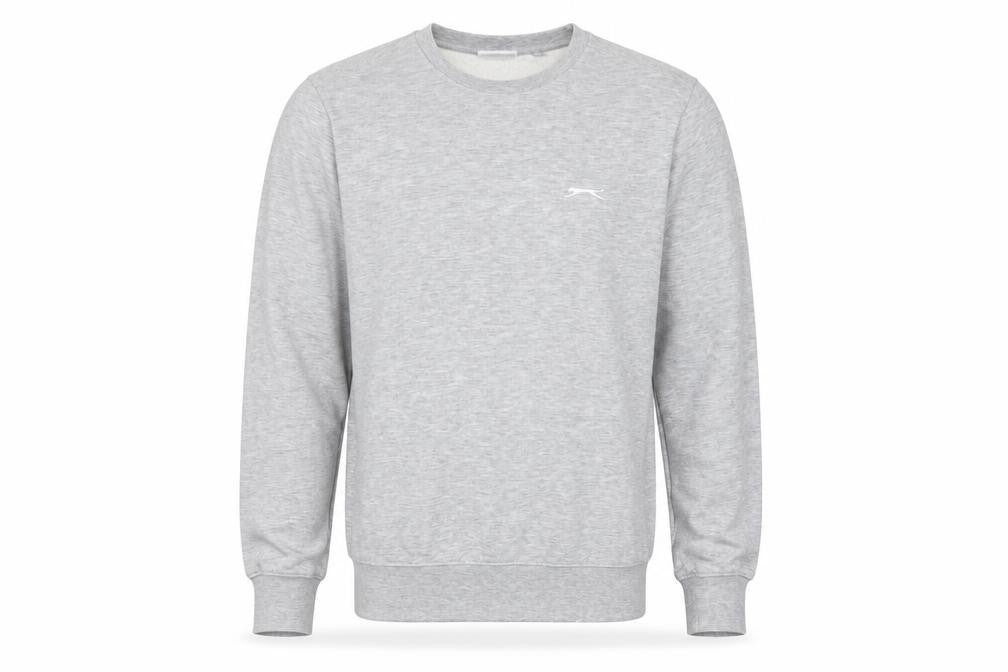 Slazenger Men’s Grey Small Crew Neck Logo Fleece Sweatshirt