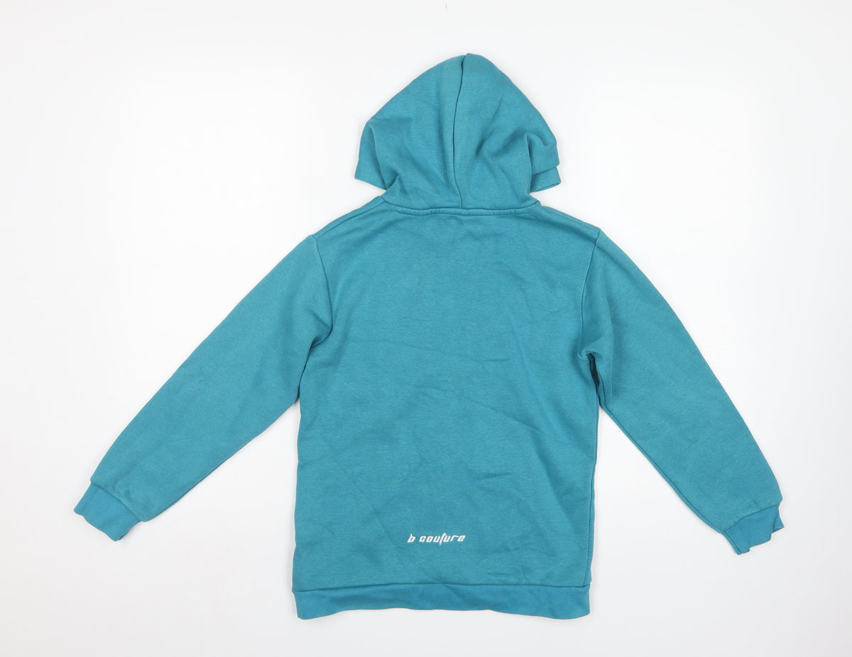 B Couture Boys Blue Pullover Hoodie 9-10 Years Logo Pocket Cotton Blend