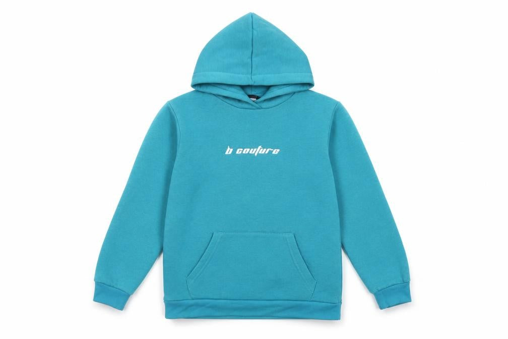 B Couture Boys Blue Pullover Hoodie 9-10 Years Logo Pocket Cotton Blend