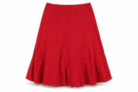 Per Una Women’s Red Corduroy Flared Midi Skirt UK 18