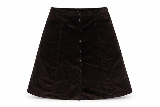 Country Collection Women Brown Corduroy UK 18 Long A-Line Button Skirt