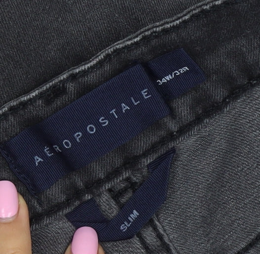 Aeropostale Men’s Black Slim Distressed Jeans W34 L32